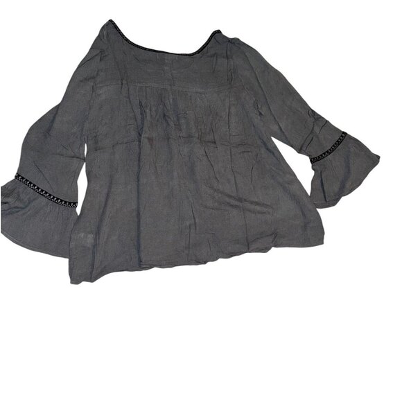Ultrapink Womens Boho Chic Gray Tunic Top With Beaded Details & Bell Sleeves Siz - Picture 6 of 8